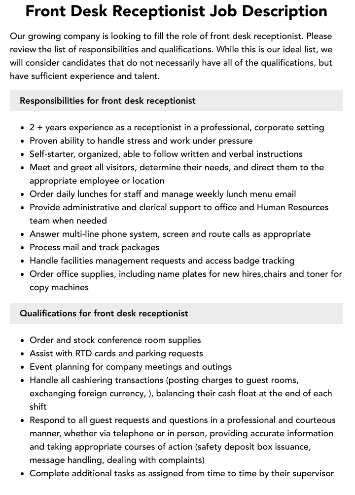 10 Receptionist in New York Neighborhoods